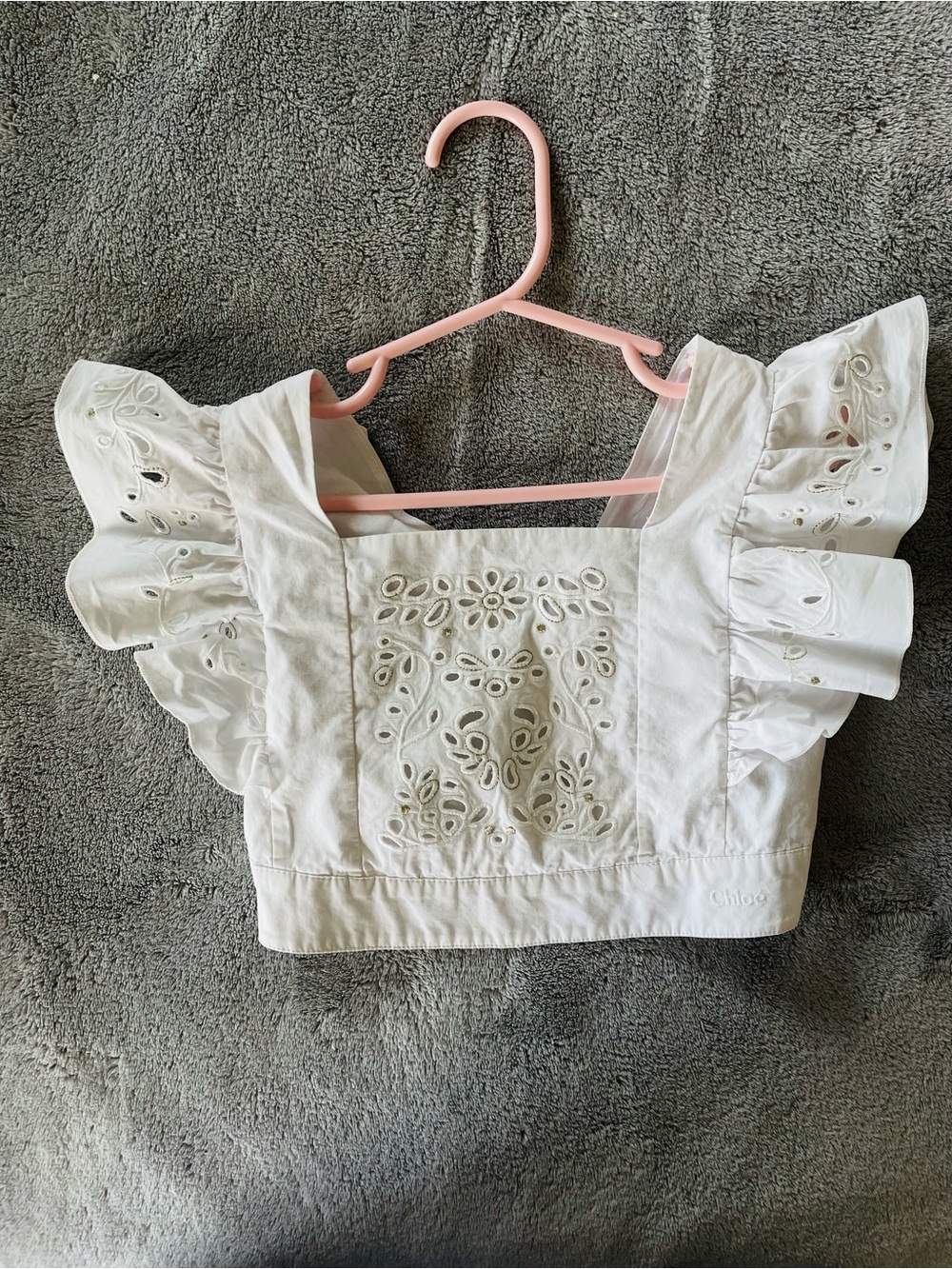 Chloe White Eyelet Ruffle Tank Top - Picture 9 of 9